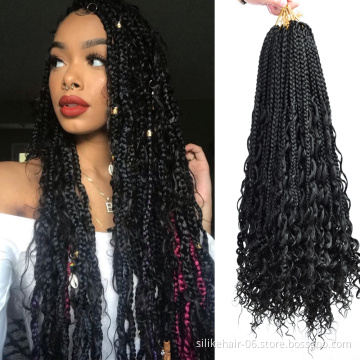 Messy Goddess Bohemian Box braids Un-ruly Synthetic Crochet Hair Bohemian Hair With Curls 12inch Boho Braided Hair Extension